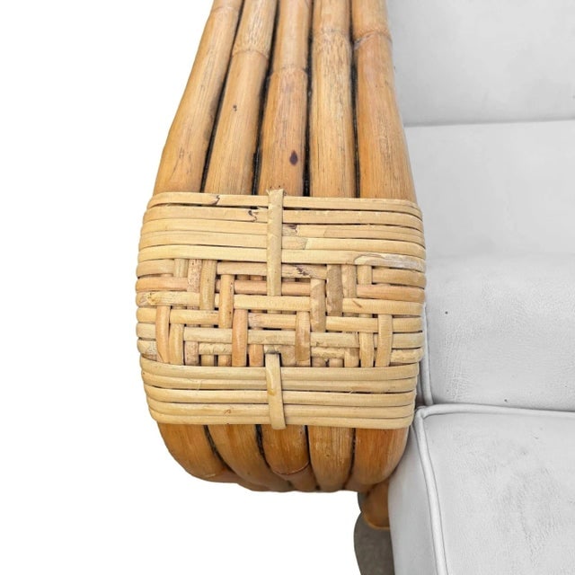 1940s Original Hand Made Rattan by Paul Frankl, His Historic Multi-Strand Square Pretzel Sofa and - 7