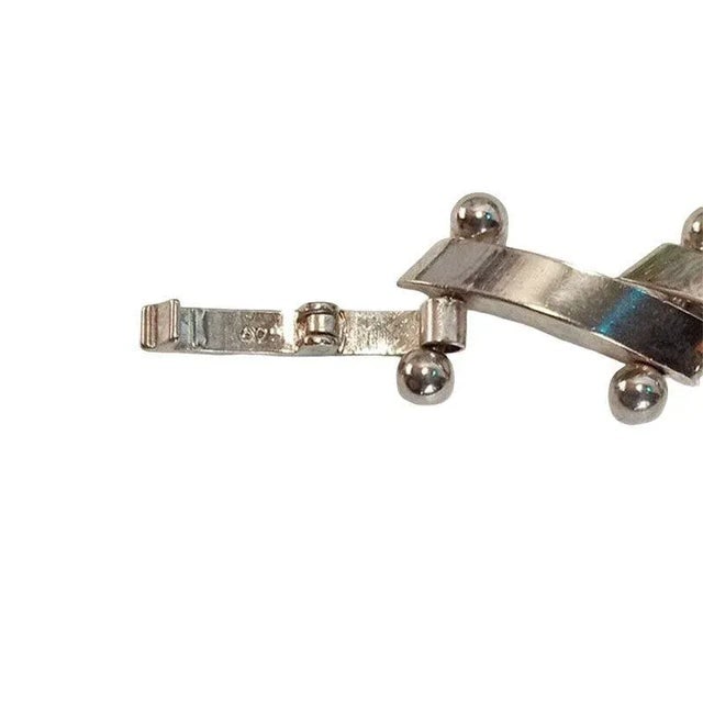 Mid-Century Heavy 925 Sterling Silver "Zig-Zag" Nuts Balls Links Bar Bracelet - 8