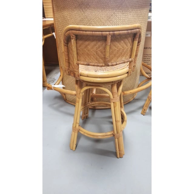 Restored Rattan & Wicker Swivel Bar Stool Set of 2 - 7