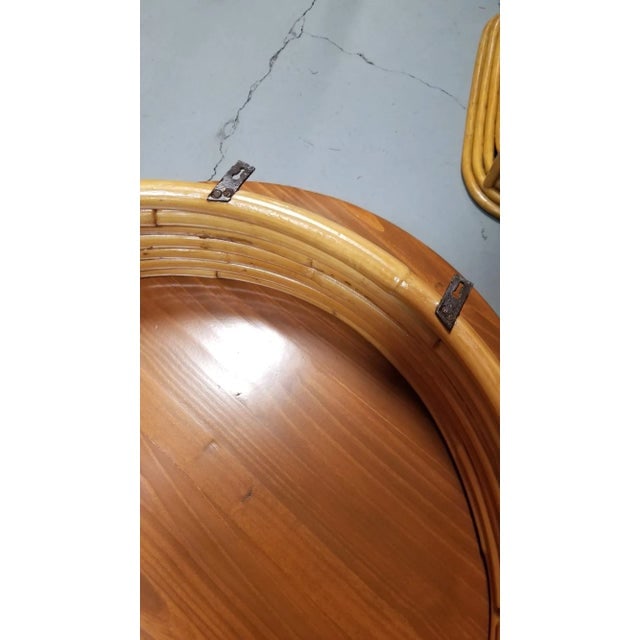Restored Rattan Mid-Century Circular Rattan Wall Shelf W/ Glass Shelves - 4