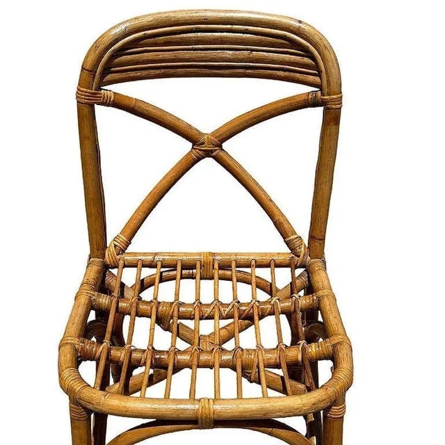 1950s Restored Mid-Century Rattan Dining Side Chairs With "X" Back- Set of 3 - 7