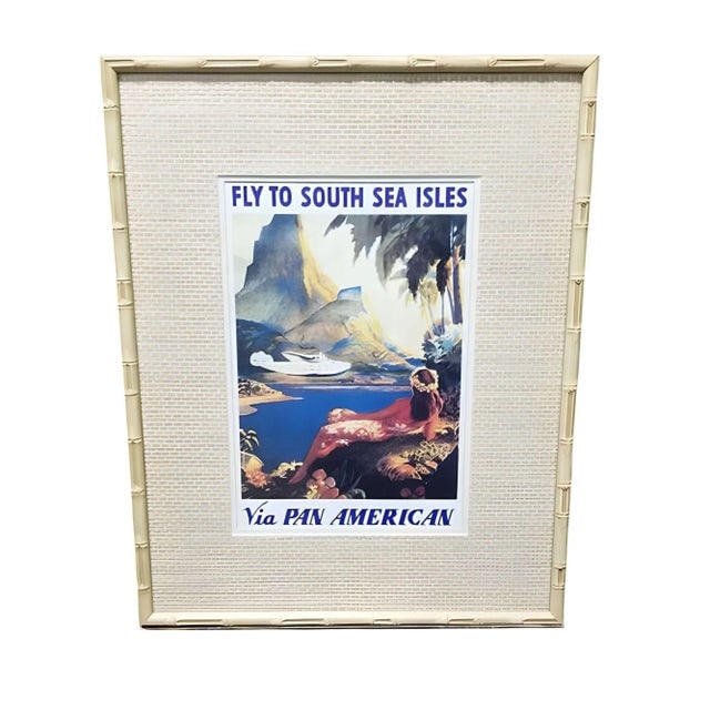 20th Century Hawaiian Travel Posters in Bamboo Frame, Set of 3 - 2
