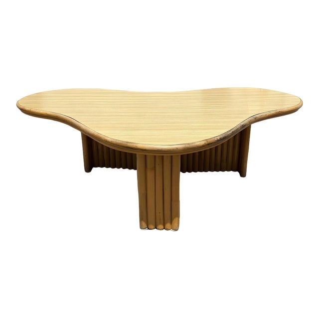 Restored Rattan Biomorphic Coffee Table W/ Stacked Rattan Base (1 of 6)