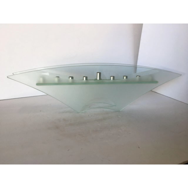 Frosted Art Glass Mantelpiece Candelabra - 2