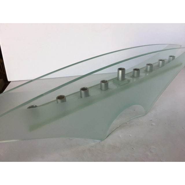 Frosted Art Glass Mantelpiece Candelabra - 3