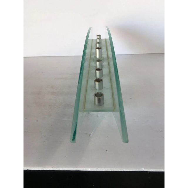 Frosted Art Glass Mantelpiece Candelabra - 4