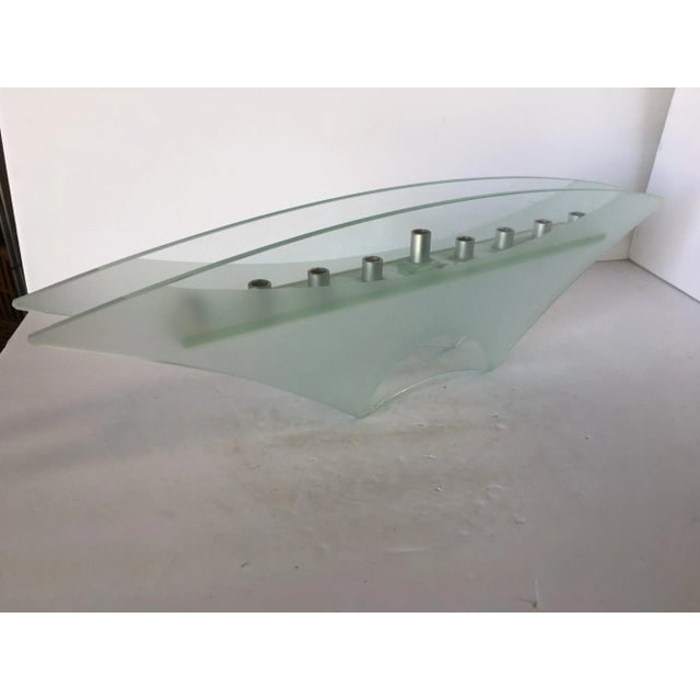 Frosted Art Glass Mantelpiece Candelabra - 5