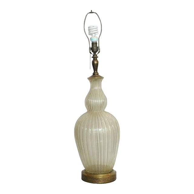Large 1960s Hand Blown Murano Glass Table Lamp in Barovier Style (1 of 9)