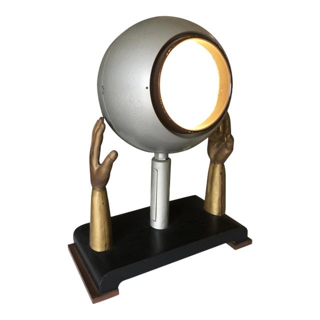 Original Surrealism Bronze Hands and Spotlight Table Lamp (1 of 9)