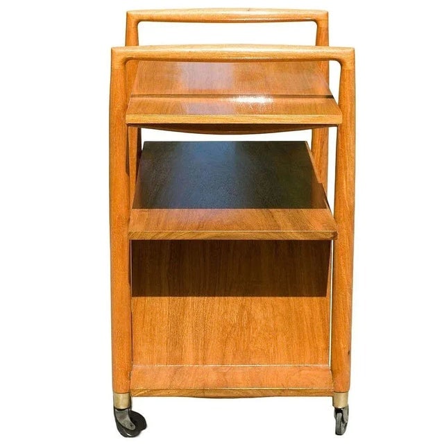 Mid-Century Three-Tier Bar Serving Cart W/ Storage Cabinet - 4