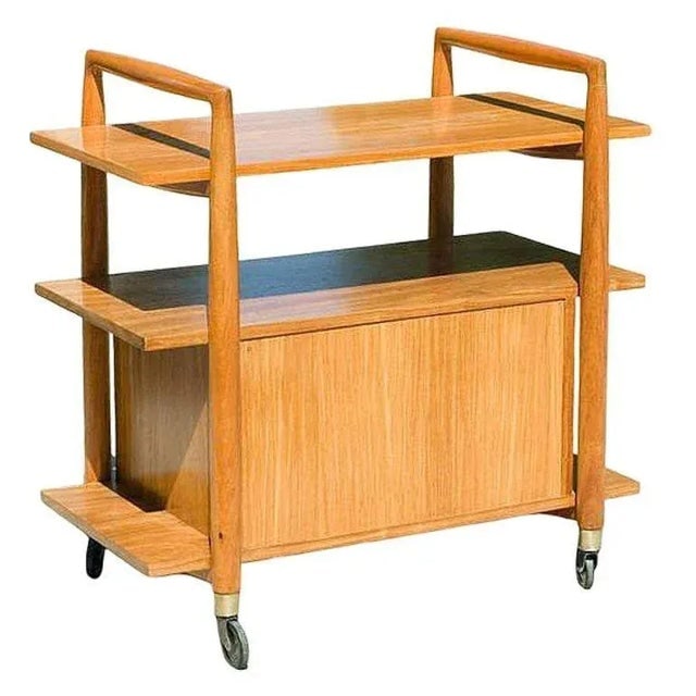 Mid-Century Three-Tier Bar Serving Cart W/ Storage Cabinet - 5