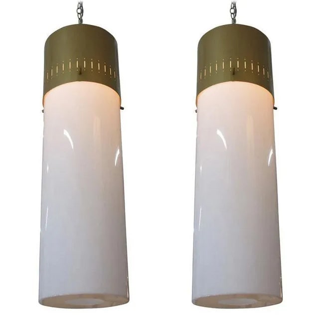 Mid-Century Cylinder Pendant in Gold, Circa 1950 - a Pair - 6
