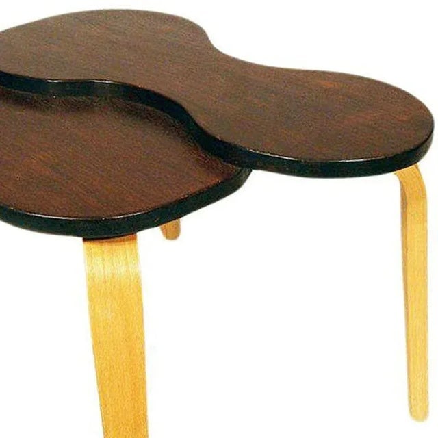 1960s Jens Risom Style Two-Tone Stepped Biomorphic Bent Plywood & Mahogany Side Table - 7