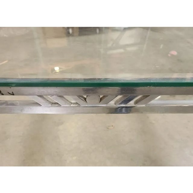 Art Deco Chrome & Glass Machined Dining Table or Desk in the Style of Edgar Brandt - 5