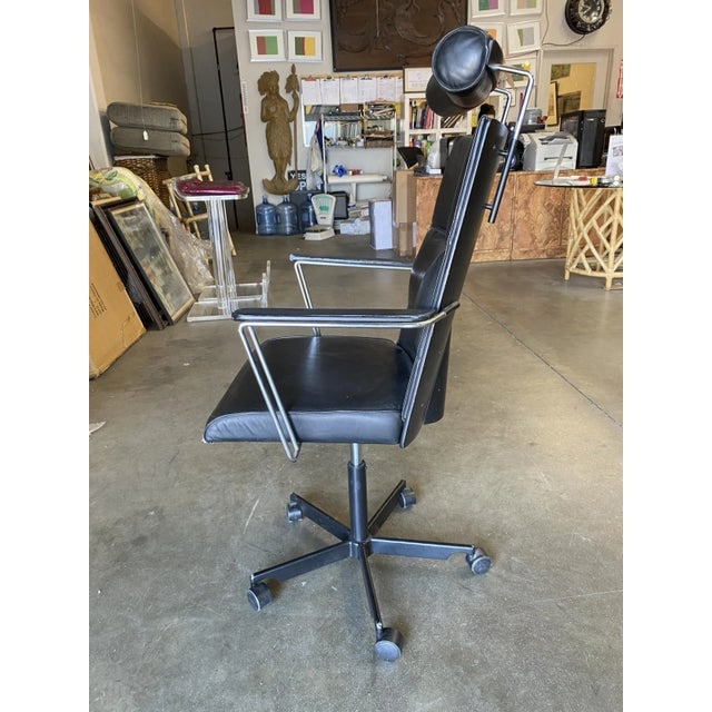 1980s Danish Modern Black and Chrome Executive Desk Chair by Kevi - 3
