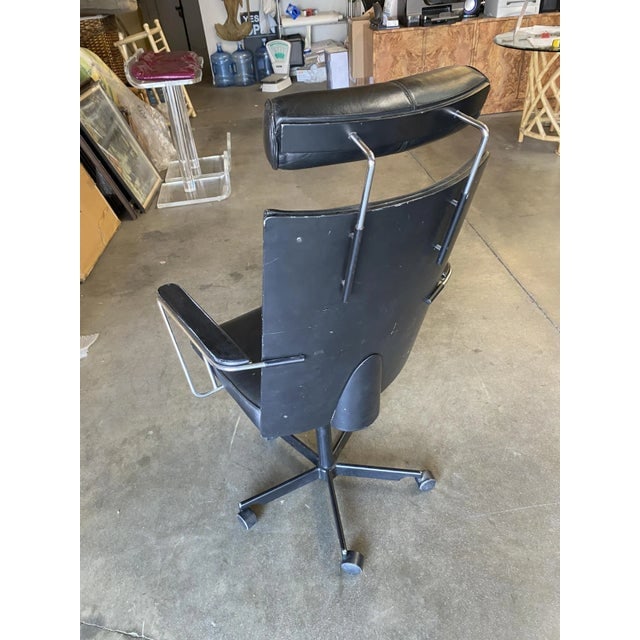 1980s Danish Modern Black and Chrome Executive Desk Chair by Kevi - 4