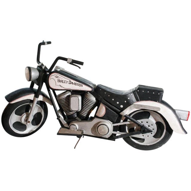 Vintage Life-Sized Folk Art Harley Davidson Motorcycle Wood Sculpture (1 of 5)