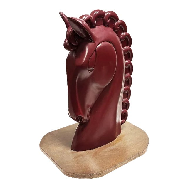 Viktor Schreckengost Styled Fiberglass Horse Bust on Hardwood Base (1 of 5)