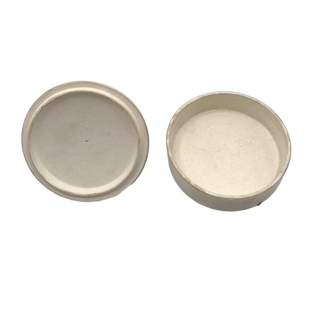 Mid 20th Century Gray Earthenware Ceramic Vanity Powder Box W/ Female Bust Handle - 7