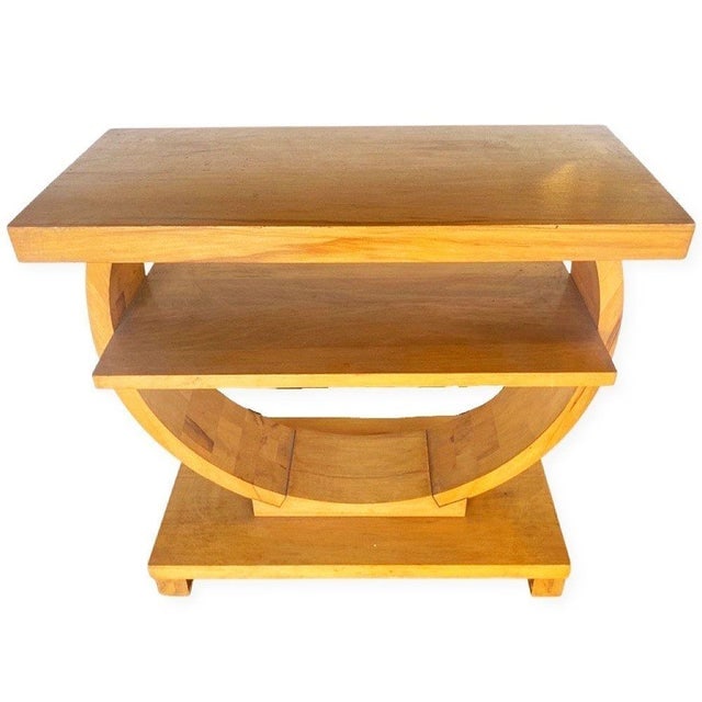 1930s Blond Geometric Art Deco Side Table Attributed to Gilbert Rohde for Brown Saltman - 4