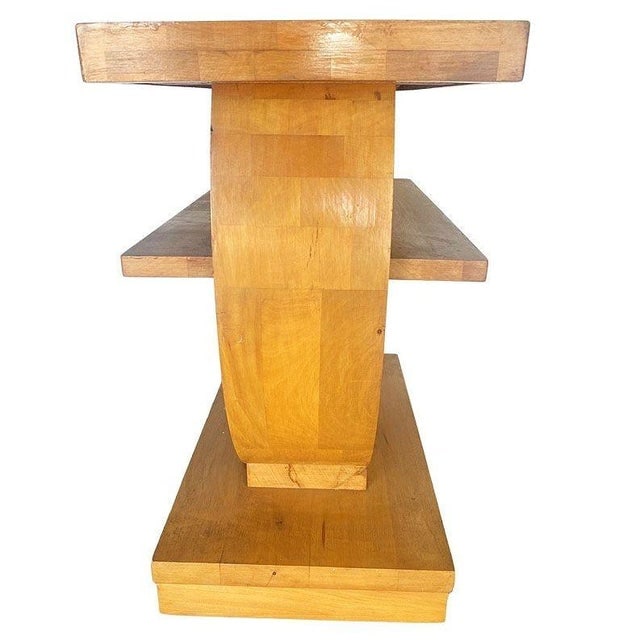 1930s Blond Geometric Art Deco Side Table Attributed to Gilbert Rohde for Brown Saltman - 5