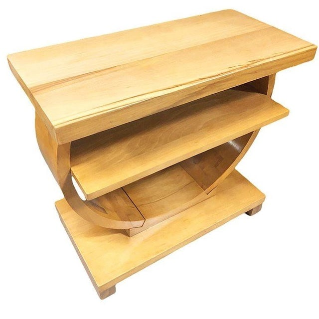 1930s Blond Geometric Art Deco Side Table Attributed to Gilbert Rohde for Brown Saltman - 6