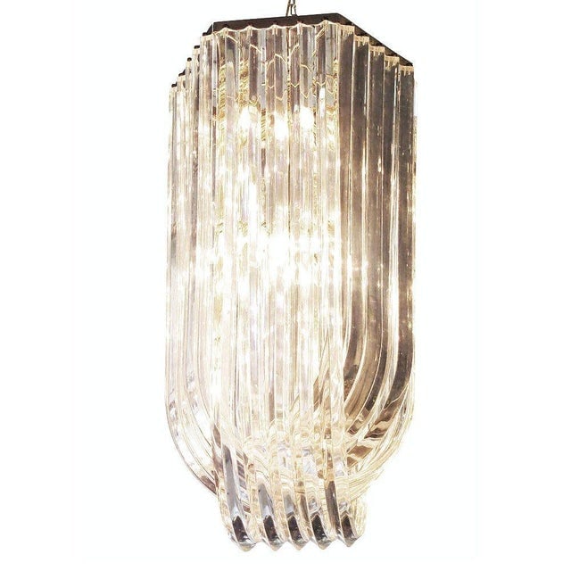 1950s Hollywood Regency Sculptural Lucite & Gold Tone Loop Ribbon Chandelier - 2