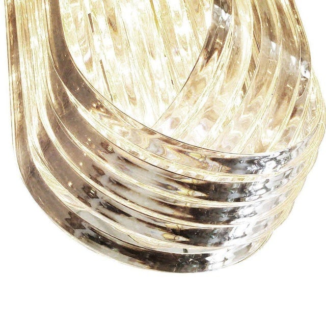 1950s Hollywood Regency Sculptural Lucite & Gold Tone Loop Ribbon Chandelier - 5