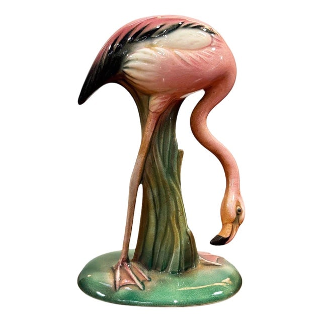 Mid 20th Century "Drinker" Pink Flamingo Ceramic Tabletop Sculpture Will George (1 of 6)