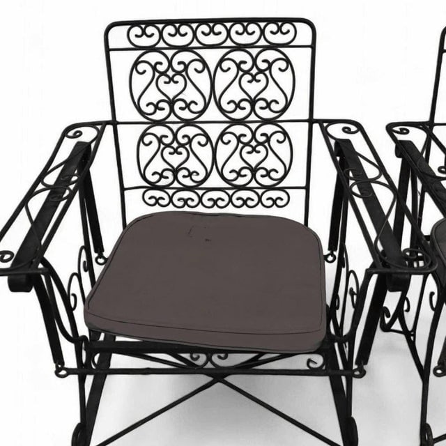 Black Scrolling Wrought Iron Glider Rocking Settee & Chair Patio Outdoor Set - 5