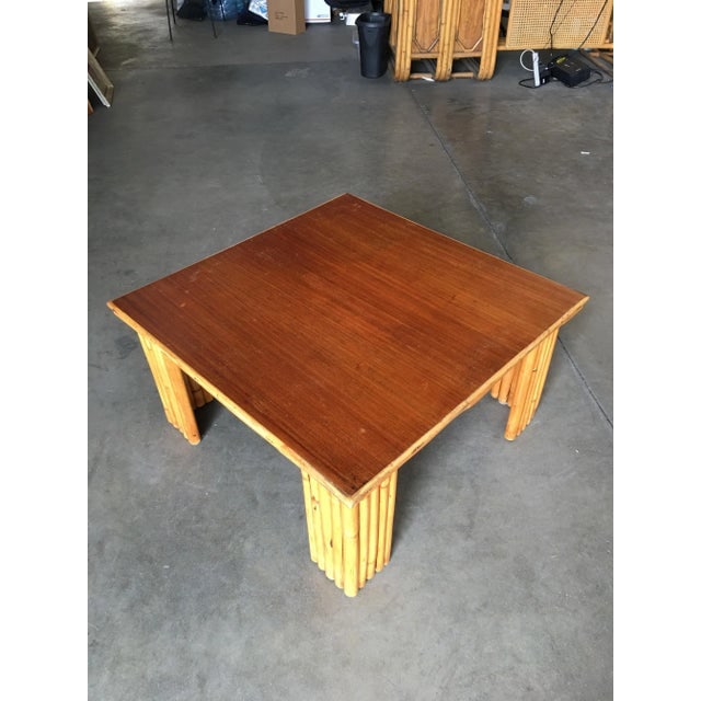 Restored Vintage Rattan Corner Side Table With Removable Mahogany Second Tier - 2