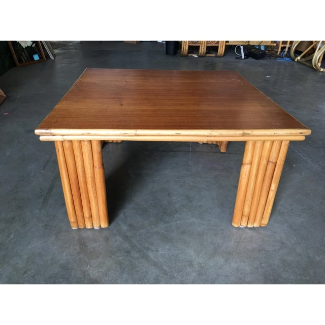 Restored Vintage Rattan Corner Side Table With Removable Mahogany Second Tier - 6