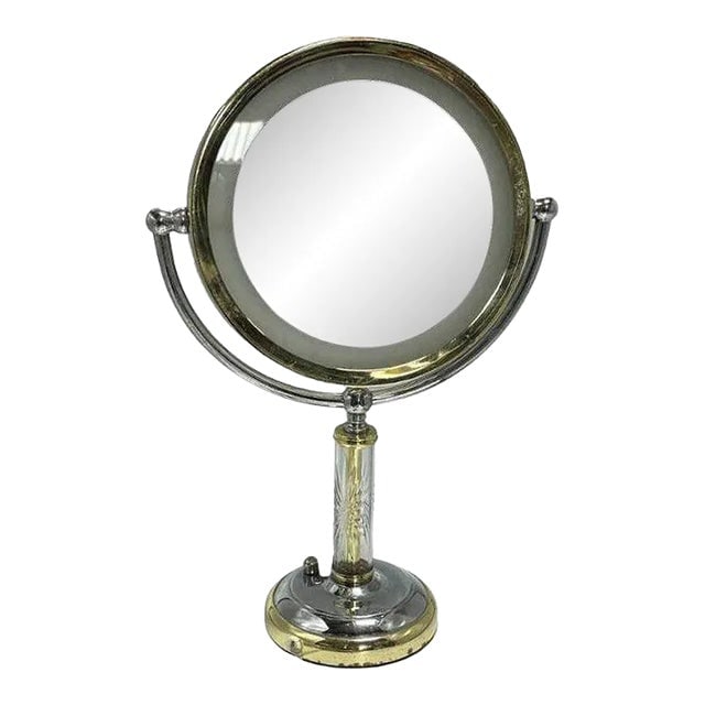 1970s Brass & Chrome Florescence Magnifying Vanity/Jewelry Mirror (1 of 9)