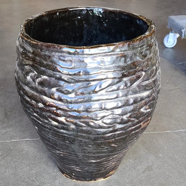 1960s Hand-Spun Layered Clay Art Pottery Vase Signed Davison - 2