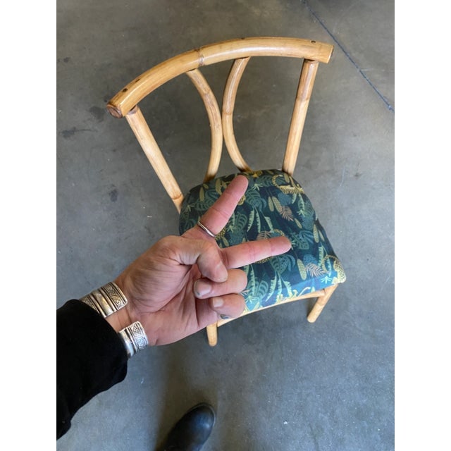 Restored Mid-Century Rattan Dining Side Chair W/ Hourglass Back, Pair - 7