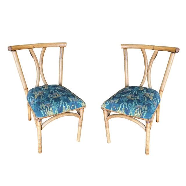 Restored Mid-Century Rattan Dining Side Chair W/ Hourglass Back, Pair - 8