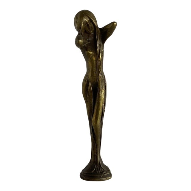 Circa 1900 Art Nouveau Figurative Figure Wax Seal Stamp Sculpture: Title: Circa 1900 Art Nouveau Figurative Figure Wax Seal Stamp Sculpture Description: Late Victorian bronze figure bathing women Art Nouveau letter wax seal stamp unused and never monogrammed. Circa