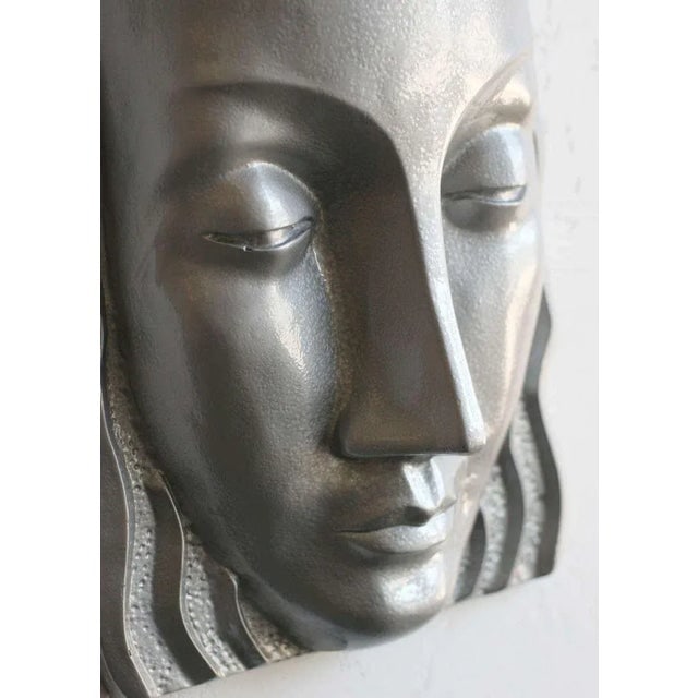 1970s Art Deco Sculptural Female Face Wall Sconce - 3