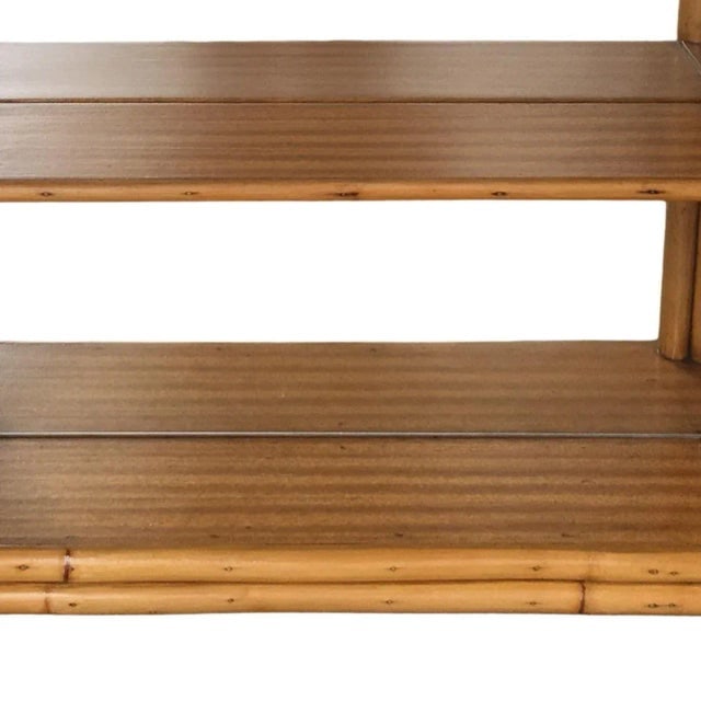 1950s Restored Post War Rattan Vanity Table Console Mirror With Shelf - 5
