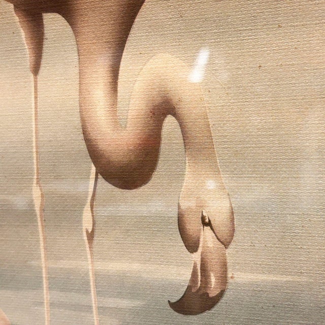 Mid Century White Flamingo Lithograph Print by Turner in Mirror Frame - 3