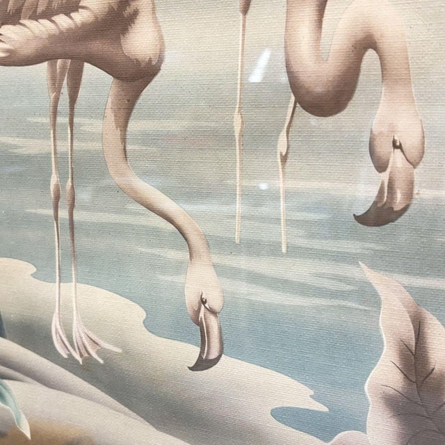Mid Century White Flamingo Lithograph Print by Turner in Mirror Frame - 5