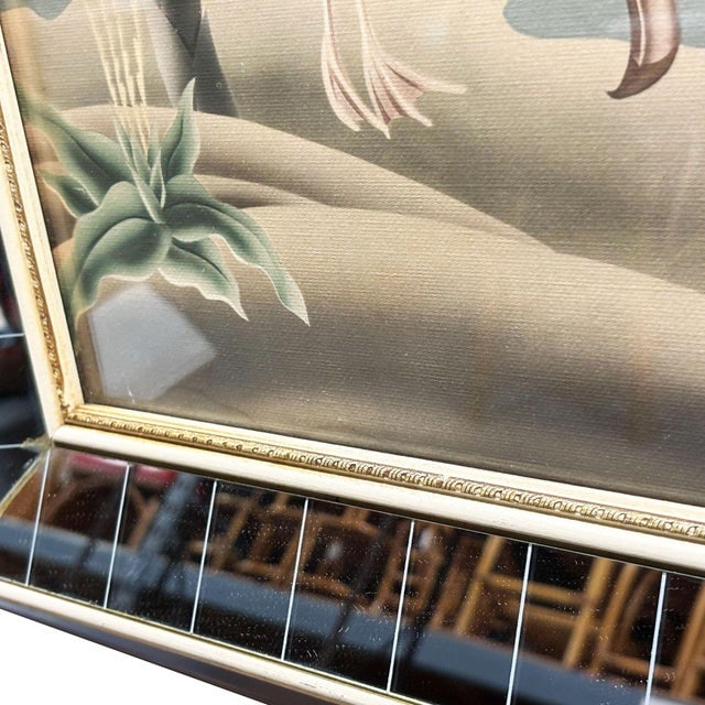 Mid Century White Flamingo Lithograph Print by Turner in Mirror Frame - 6