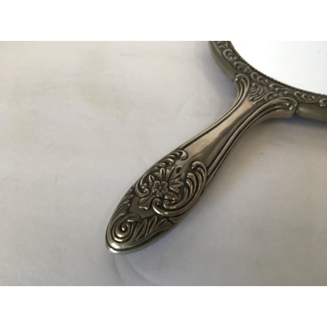 Antique Silver Plate Rose Pattern Vanity Hand - 2