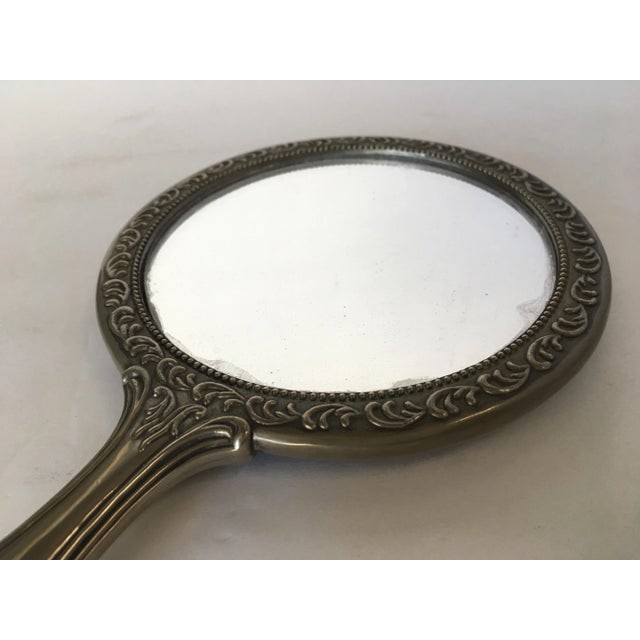 Antique Silver Plate Rose Pattern Vanity Hand - 3