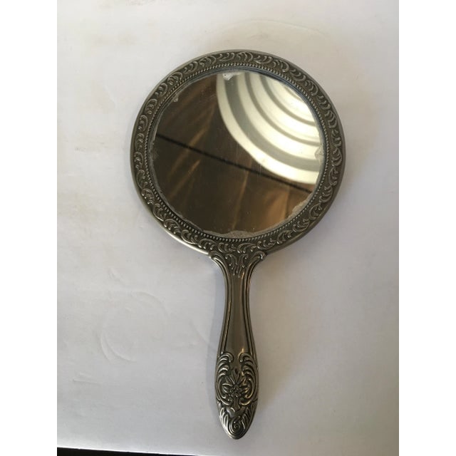 Antique Silver Plate Rose Pattern Vanity Hand - 5