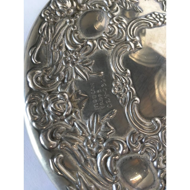Antique Silver Plate Rose Pattern Vanity Hand - 6
