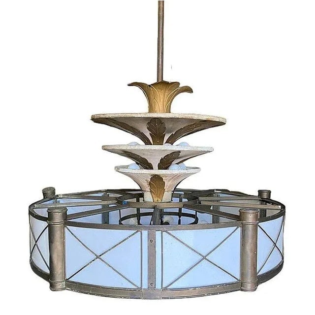 1920s Hollywood Theater 32 Light Chandelier With Palm Motif - 3