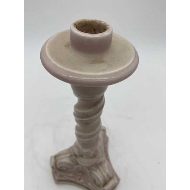 Pair of Rookwood Pottery Candlestick Holders Light Pink Dolphin 1919 - 4