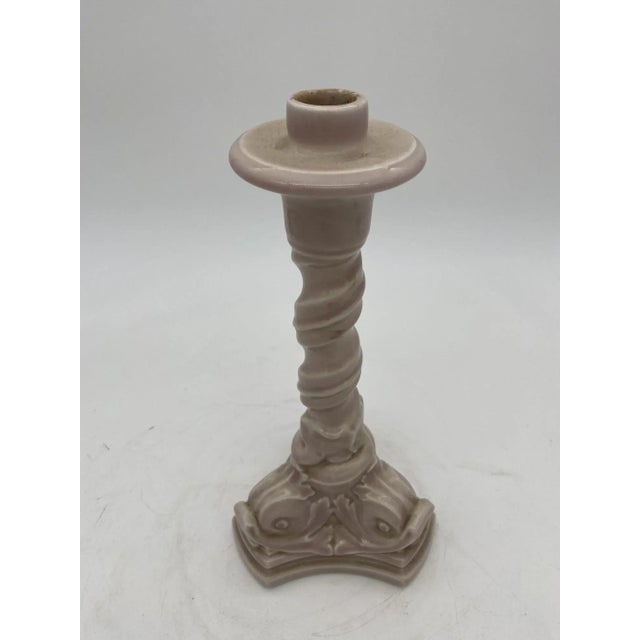 Pair of Rookwood Pottery Candlestick Holders Light Pink Dolphin 1919 - 5
