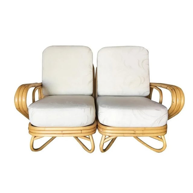 Restored "Triple Triangle" 3-Strand Sectional Settee With Arched Base - 2
